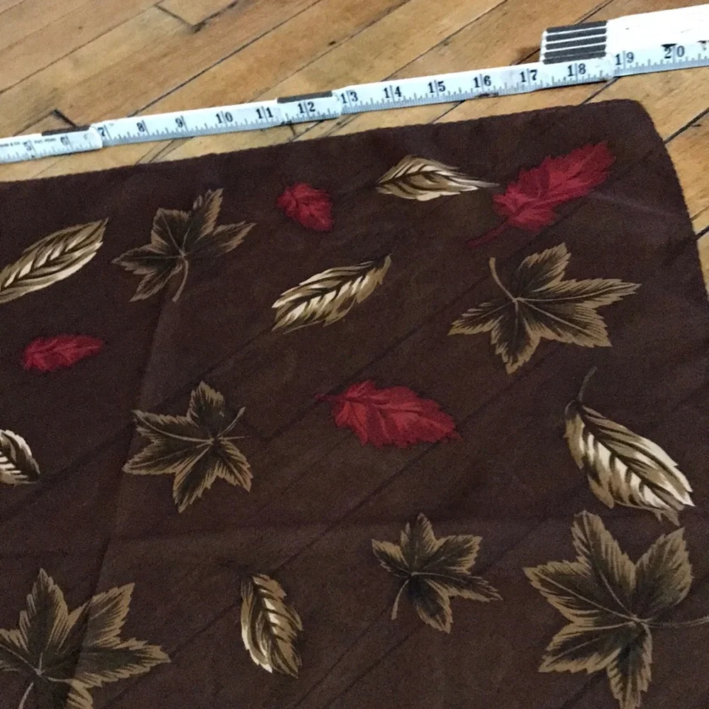 Autumn Leaf Print Brown‎ Silk Scarf